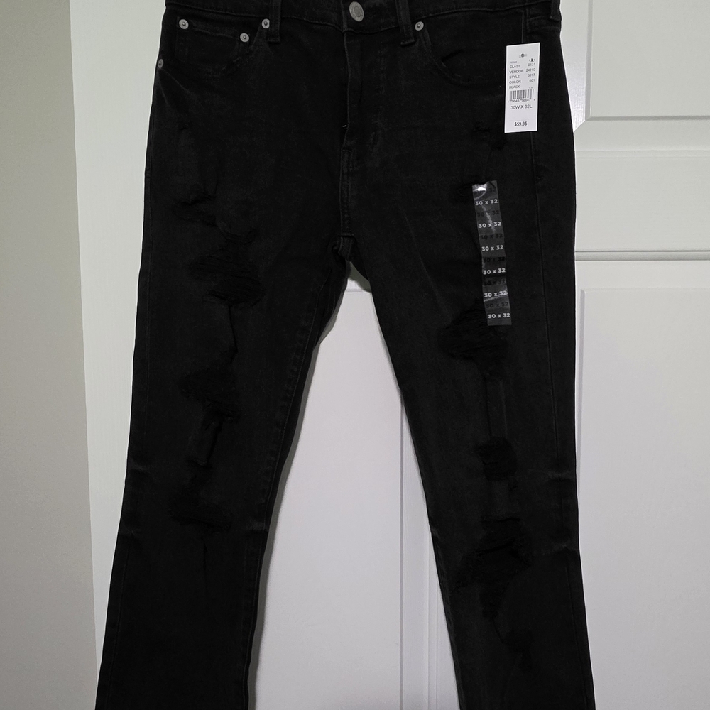Pacsun Men's Skinny Black Distressed Jeans